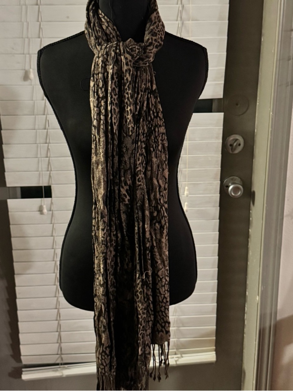 Neutral Animal Print Scarf - Brown & Black